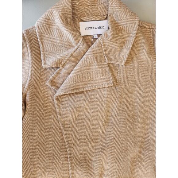 NWT Veronica Beard Women's Roberta OverSize Wrap Coat Size S Camel/Ivory #2N438 - Picture 13 of 16